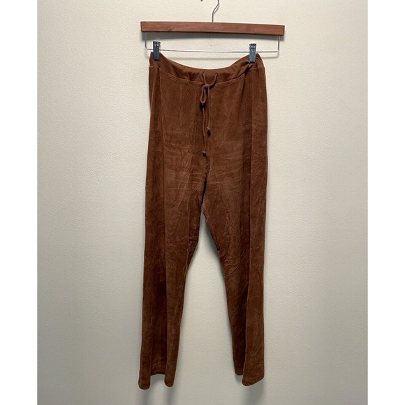 Vintage Womens Track Pants Small Brown French Terry Flare Drawstring Grunge Y2K - Picture 1 of 10